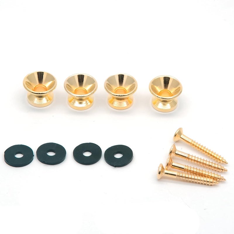harpfeas 4PCS Metal Strap Buttons End Pins with Mounting Screws for Electric Acoustic Guitar, Bass, Ukulele (Gold) - Image 2